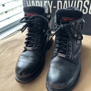 Harley Davidson Woman’s/Men’s Laceup reinforced toe Black Leather Boots